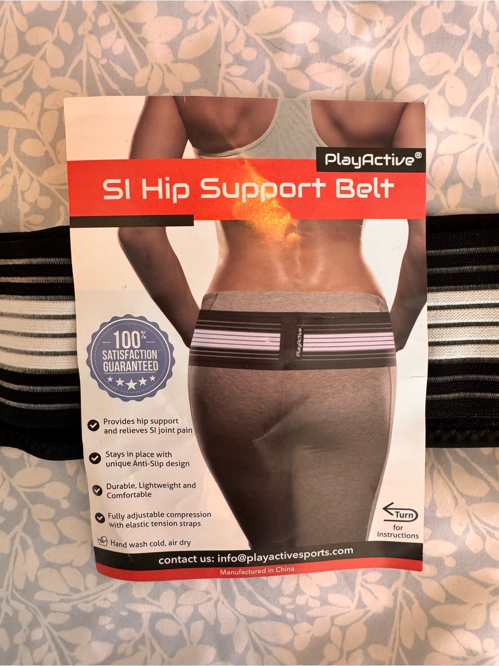 PlayActive USA SI Hip Support Belt — Black/White
